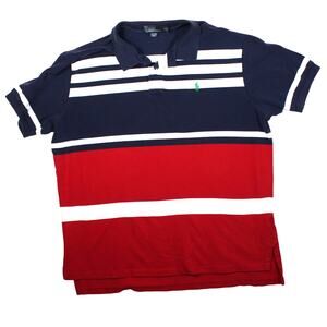 Polo Ralph Lauren Polo Shirt Mens XXL Navy Red Stripe Preppy Classic Coastal